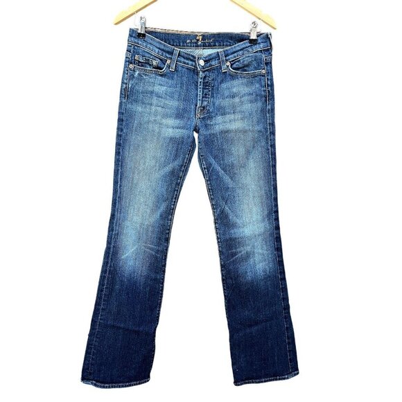7 for All Mankind Boycut Jeans Y2K Low Rise Relaxed Fit Boot Cut Celebrity - Picture 1 of 7